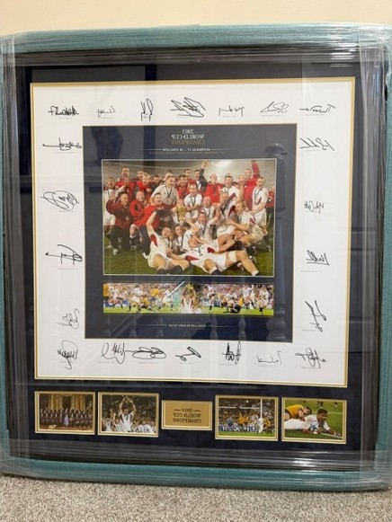 Rugby World Cup 2003 signed print, framed