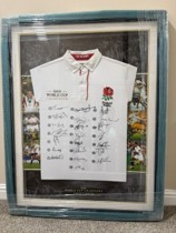 Rugby World Cup 2003 signed shirt and montage, framed